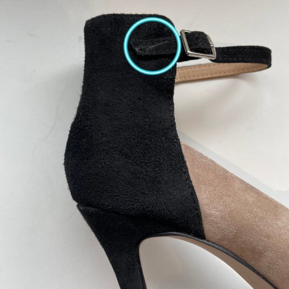 Zara Red Black Tan Suede Colorblock Pointed Heel Strap Sz 6 - Picture 9 of 12